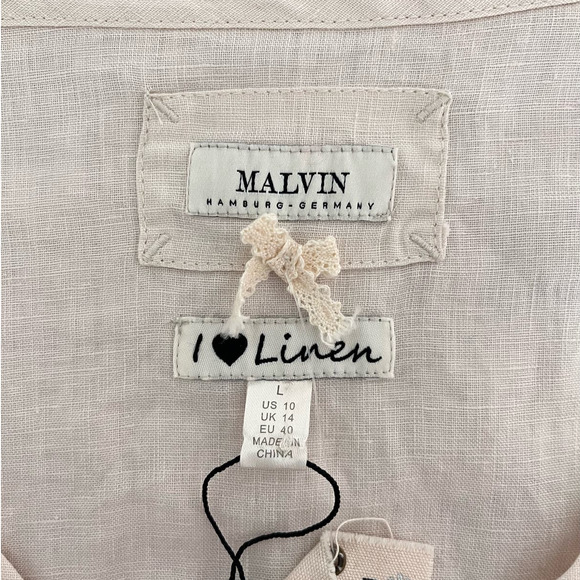 NEW Malvin I Love Linen Dress Size 10 Cream Shift Hamburg Germany - Picture 7 of 9